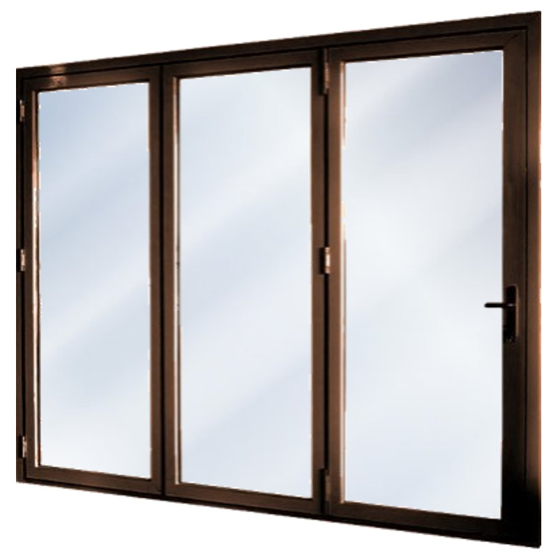 Portes de patio pliantes en aluminium, S'ouvre à gauche vers l'extérieur, Espresso brun, H 96 po x l 120 po x P 3 po