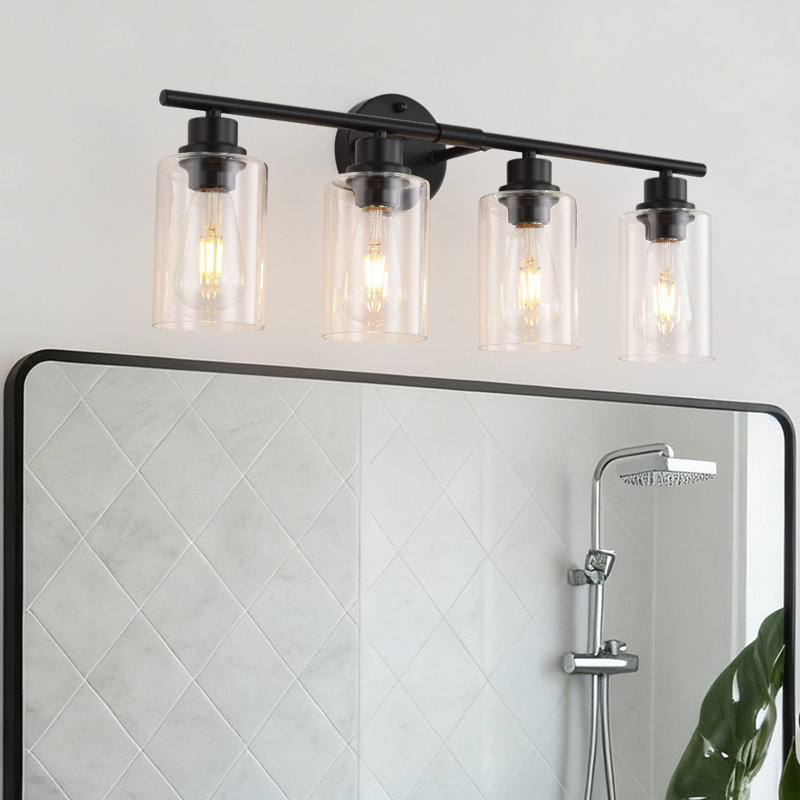Bathroom Light Fixtures, Black Modern Vanity Lights With Clear Glass Shade, Bathroom Wall Lamp For Mirror Kitchen Living Room Hallway Cabinet Porch