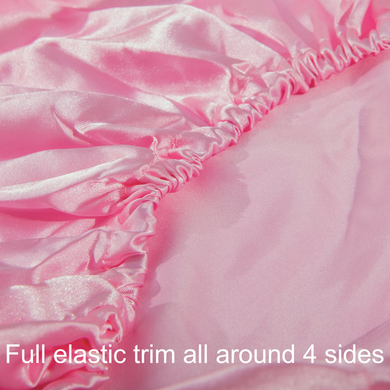 Fitted Crib Sheet, Silk Satin for Standard Crib and Toddler Mattresses, Super Soft, 28x52 Inches - NTBAY, Pink