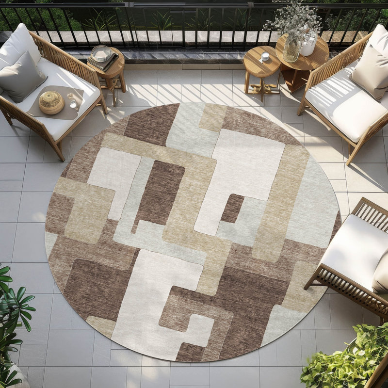  Tapis intérieur / extérieur antidérapant Chayden, Rond 8 pi