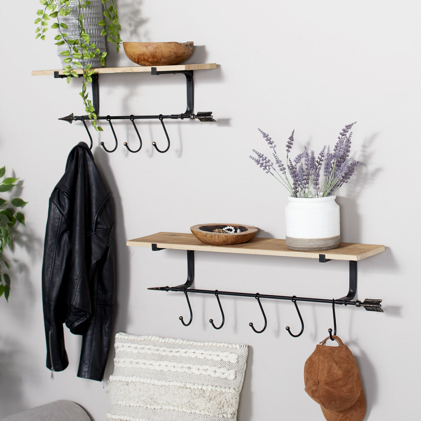 Gracie Oaks Fragoso 2 Piece Wall Mounted Coat Rack Set | Wayfair