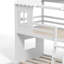 Lit superposé simple au dessus d'un lit double en bois massif avec tablettes, garde-robe et glissade-355027558-364566858