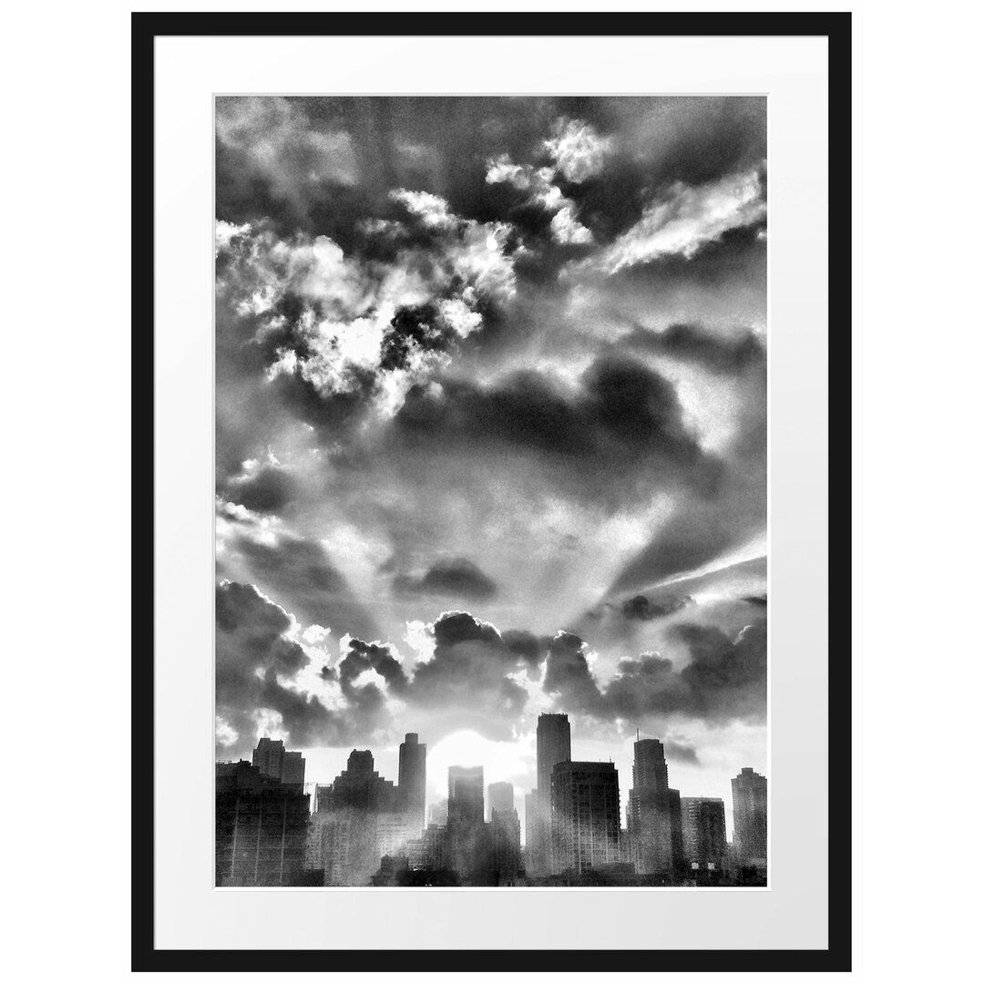 Gerahmtes Poster Chicago Skyline im Sonnenaufgang