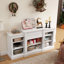 Grande console de télévision avec rangement, blanc, l 63,99 po x P 17 po x H 32,12 po, pour téléviseur 65 po et tablettes réglables avec armoire, à l'intérieur-961567095