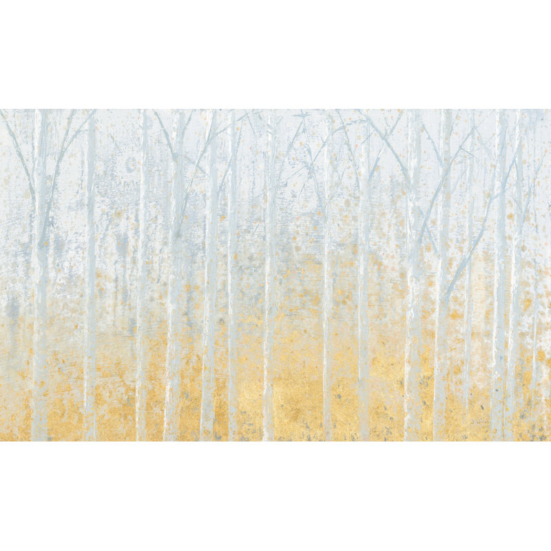 Forêt argentée, arbres gris argenté, brun clair, orange, forêt claire, doux, gris, H 24 po x l 36 po x P 1,5 po