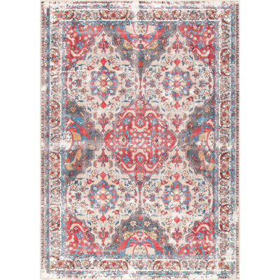 Tapis gris / rouge Elmina