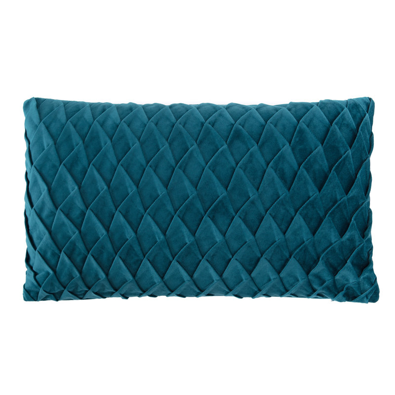 Housse de coussin décoratif en velours texturé Chanasya, Bleu sarcelle