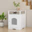 Meuble de litière moderne pour chat, maison pour chat en bois avec tablette de rangement, armoire pour animaux cachée et table d'appoint pour le salon - blanc | Idée de cadeau