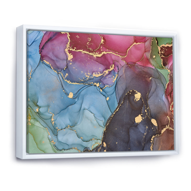 «Mauve et bleu», reproduction d'art sur toile, H 30 po x l 40 po x P 1,5 po, Cadre flottant blanc