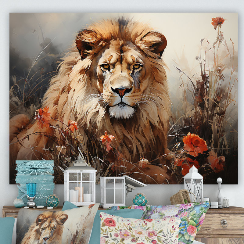 «Lion Wilderness Symphony I» sur toile, H 12 po x l 20 po x P 1 po, Toile tendue