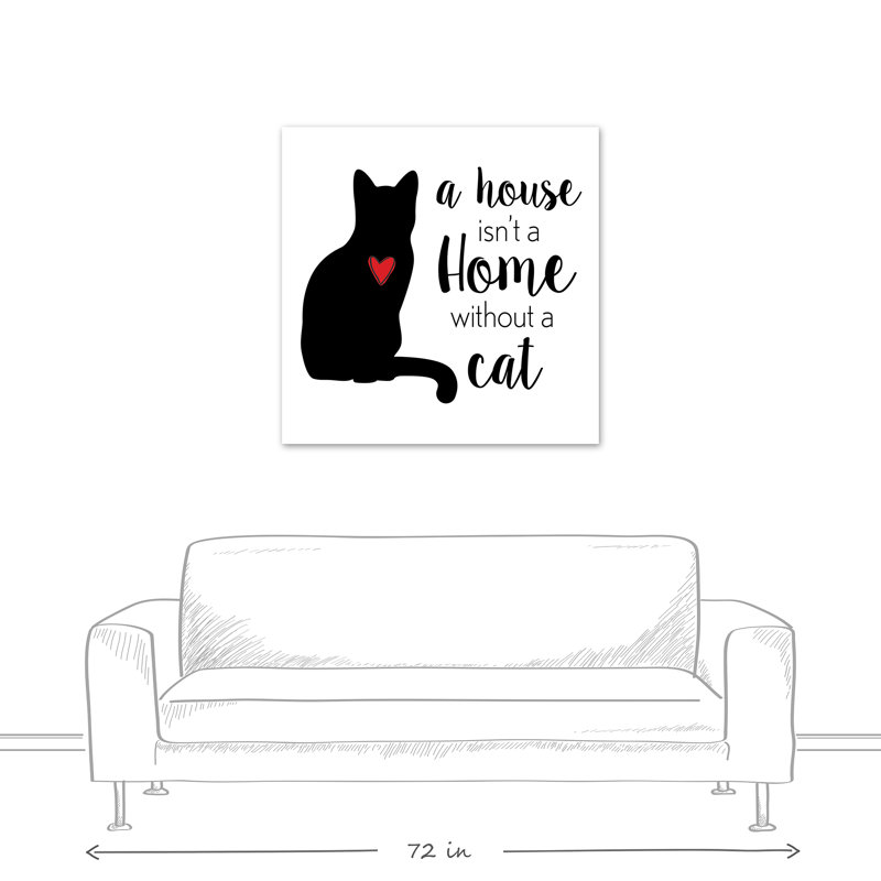 « house home cat », art textuel sur toile, H 36 po x l 36 po