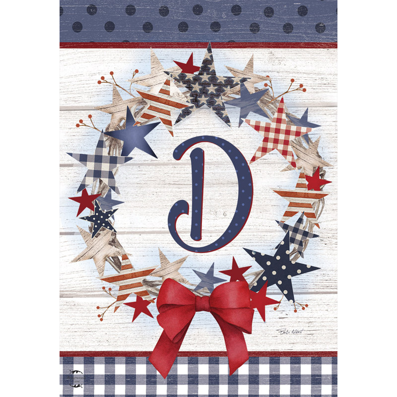 Drapeau de jardin American Wreath Monogram D