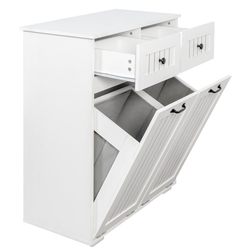 Armoire à linge avec 2 paniers à linge amovibles et 2 tiroirs
