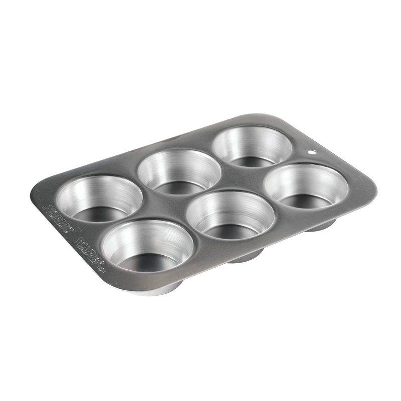 Nordic Ware 6-Cup Silver Non-Stick Round Muffin Pan