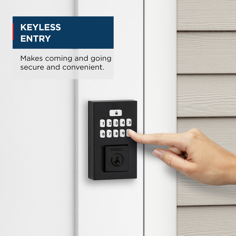 Contemporary SmartCode Keypad Electronic Deadbolt, Matte Black