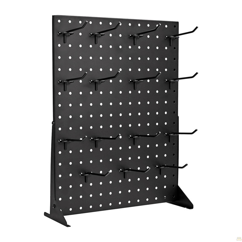 Présentoir en panneau perforé avec 15 crochets, panneau d'affichage noir (1 PCS)
