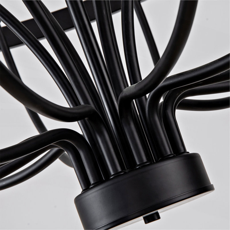 Lustre noir industriel de style lustre rustique rétro à 18 lumières de style lustre noir pour salle à manger, îlot de cuisine, salon, E12