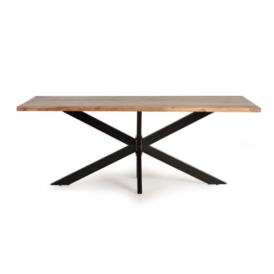 Lytham Acacia Rectangular Solid Wood Top with Iron Base Dining Table
