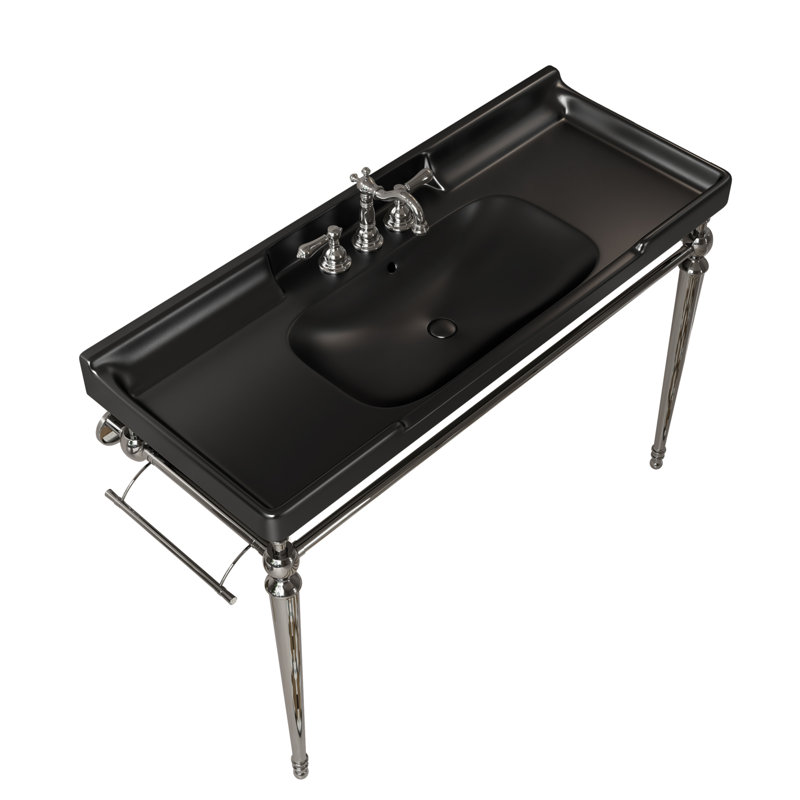 Lavabo de salle de bain en céramique 48 po Vici avec 3 trous pré-percés, sans armoire ni robinet, Black
