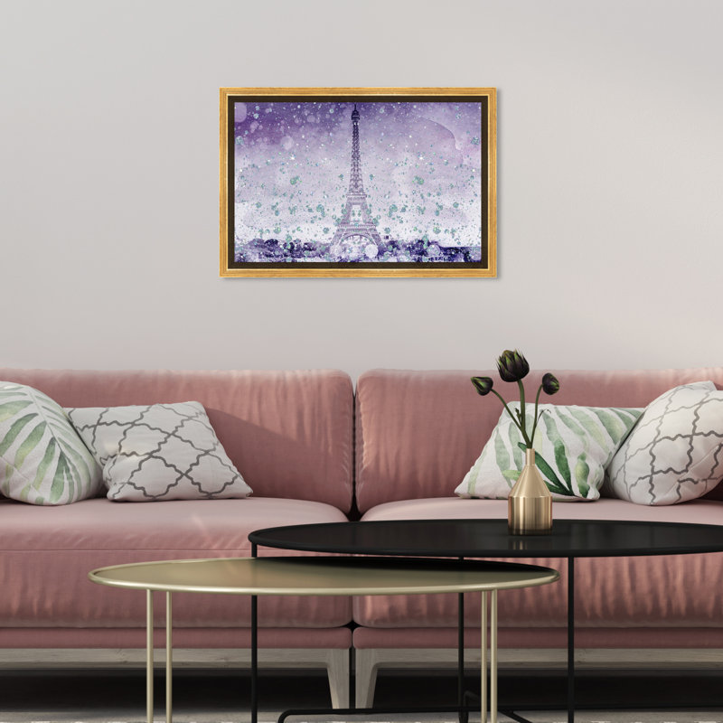 Paillettes mauve, impression sur toile tendue eiffel, H 16 po x l 24 po x P 1,75 po, Cadre noir