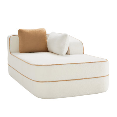Right Chaise Sofa W/Pillows Teddy Fabric -White