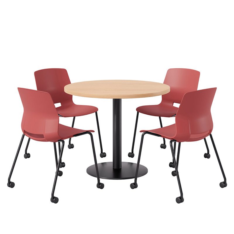 Ensemble repas pour quatre personnes, Érable, Rouge / noir, H 29 po x L 36 po x l 36 po
