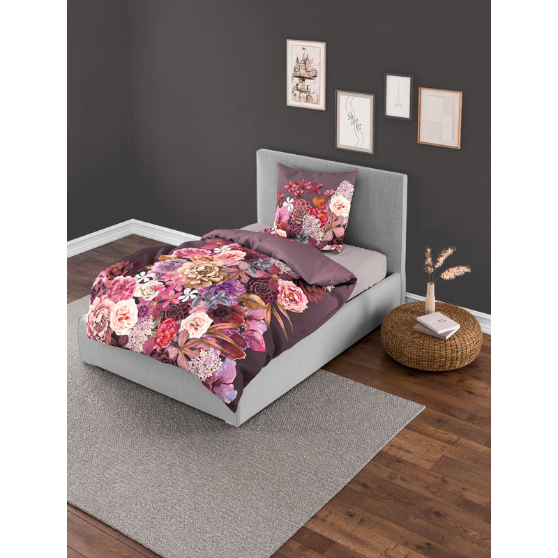 5278 Sateen Floral Duvet Cover Set with Pillow Shams Included