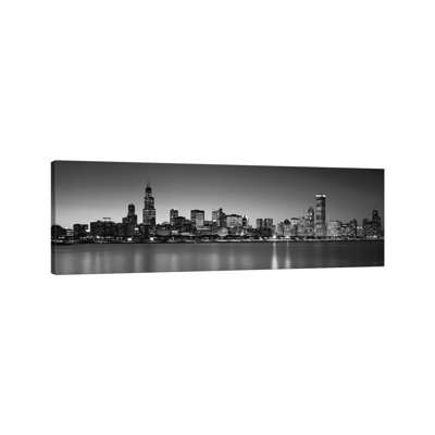 " Dusk, Skyline, Chicago, Illinois, USA BW "