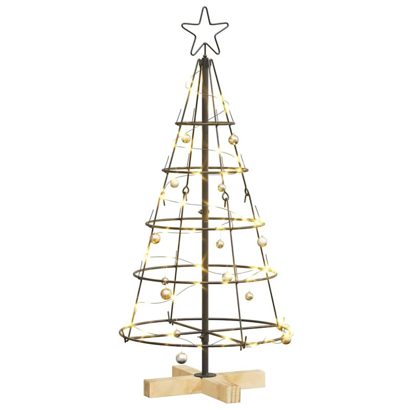 Christmas Cone Tree with Stand Black Steel, 90cm H