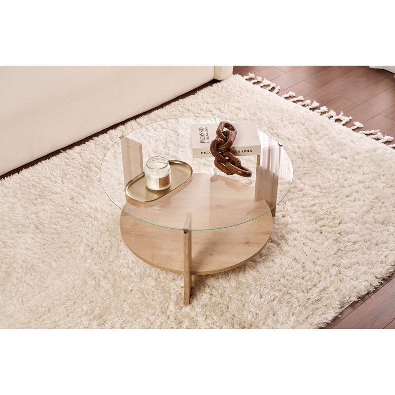 Table basse moderne avec plateau 100% verre trempé, 29,5 po x 15,7 po x 29,5 po | Structure durable en panneau de particules enduit 100% mélamine, épaisseur: 0,7 pouce | Conception élégante, parfaite pour le salon et les espaces contemporains, capaci