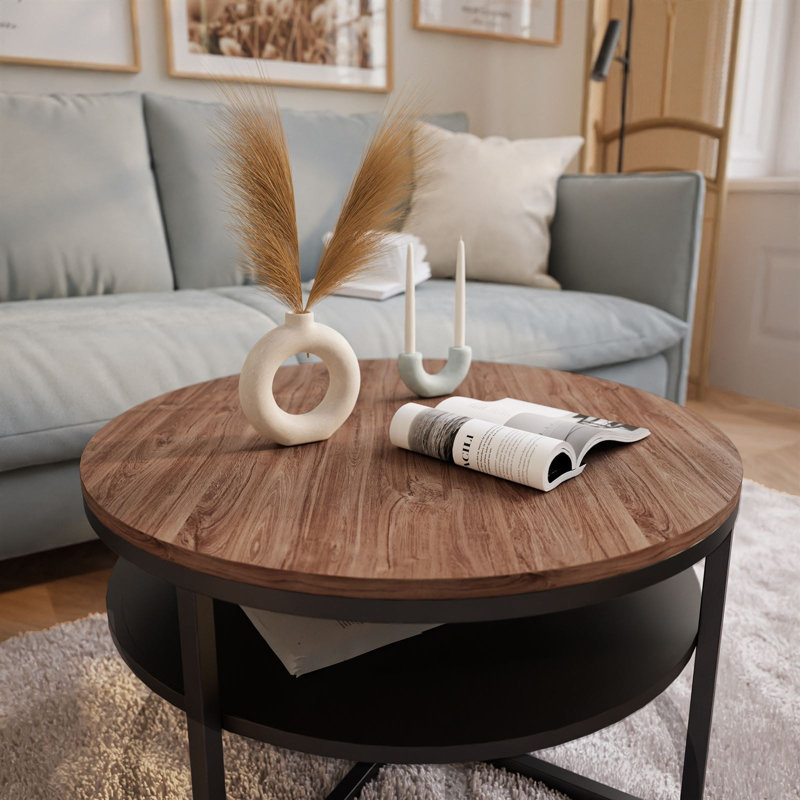 Lottye Frame Coffee Table, Black/Dark Brown