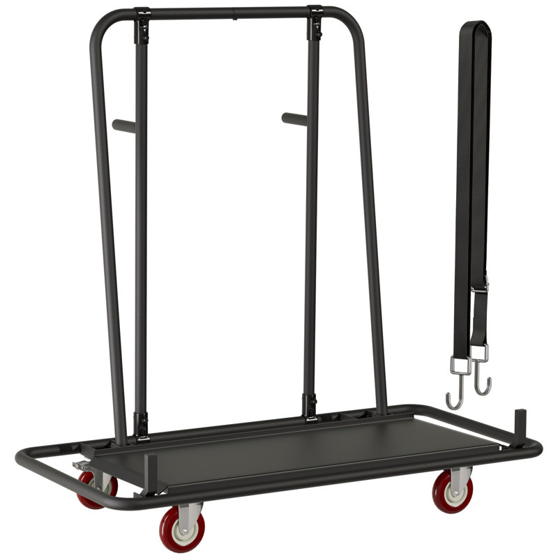 Chariot pour cloison sèche, capacité de charge de 1800 lb, chariot à panneau en acier avec 4 roulettes pivotantes et plateforme extensible, chariot à panneau pliable avec sangle d'arrimage pour la manipulation du contreplaqué, du placoplâtre, du verre