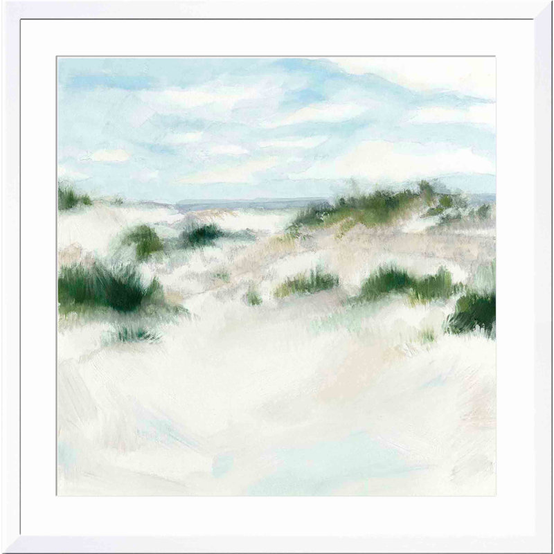 «White Sands I» par Megan Meagher - peinture encadrée, H 12 po x l 18 po, Blanc