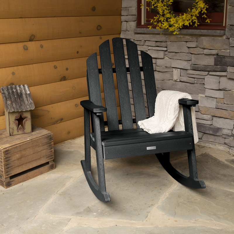 Chaise berçante d'extérieur en plastique Rialto, Noir