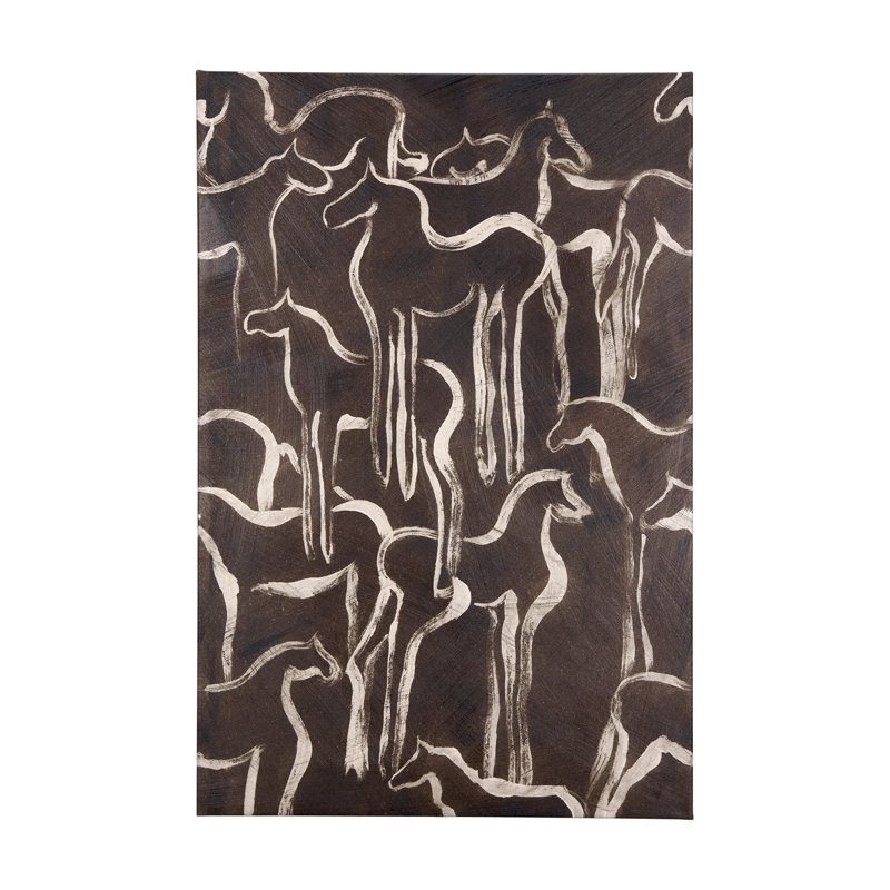 Toile texturée embelli à la main Horse Herd IV a, H 60 po x l 40 po x P 1,5 po