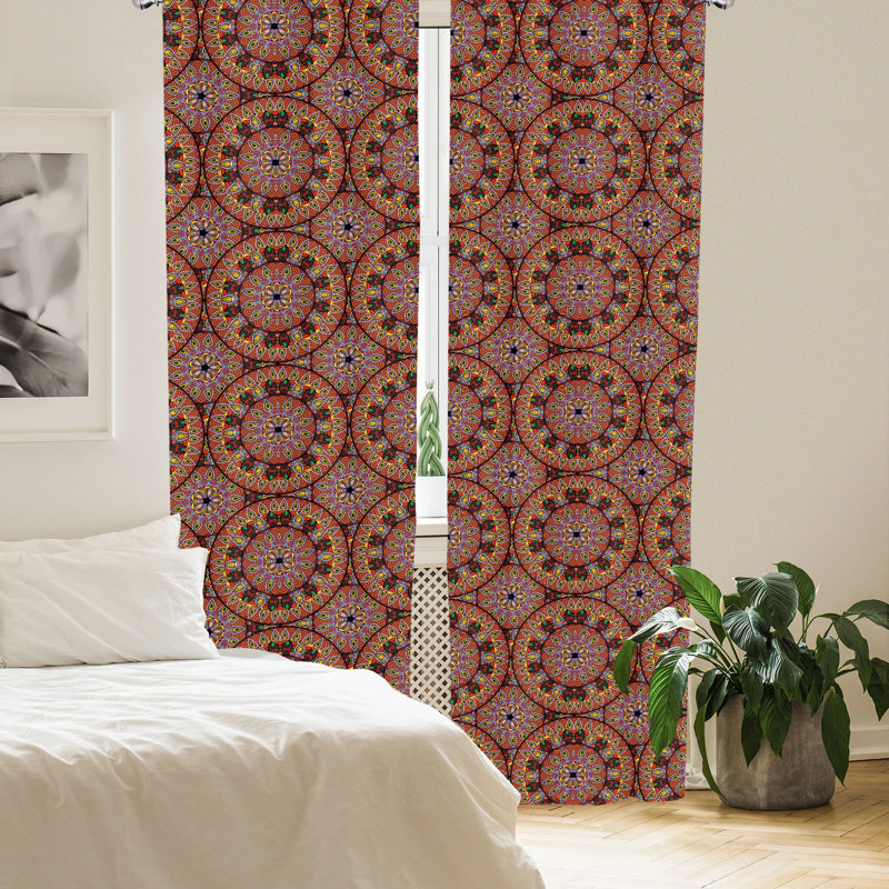 Geometric Semi-Sheer Rod Pocket Curtain Panels, 28" W x 84" L