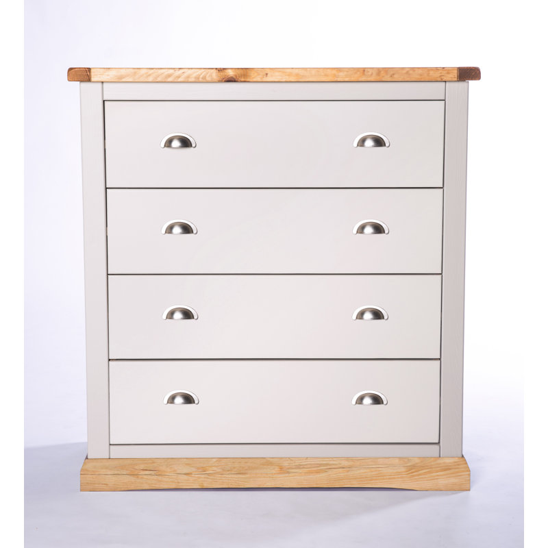 Humberto 90cm W 4 - Drawer Chest of Drawers, Chrome, Grey/Wood