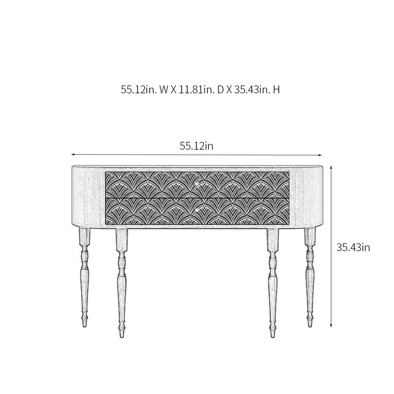 Console rétro élégante, H 35,43 po x l 55,12 po x P 11,81 po