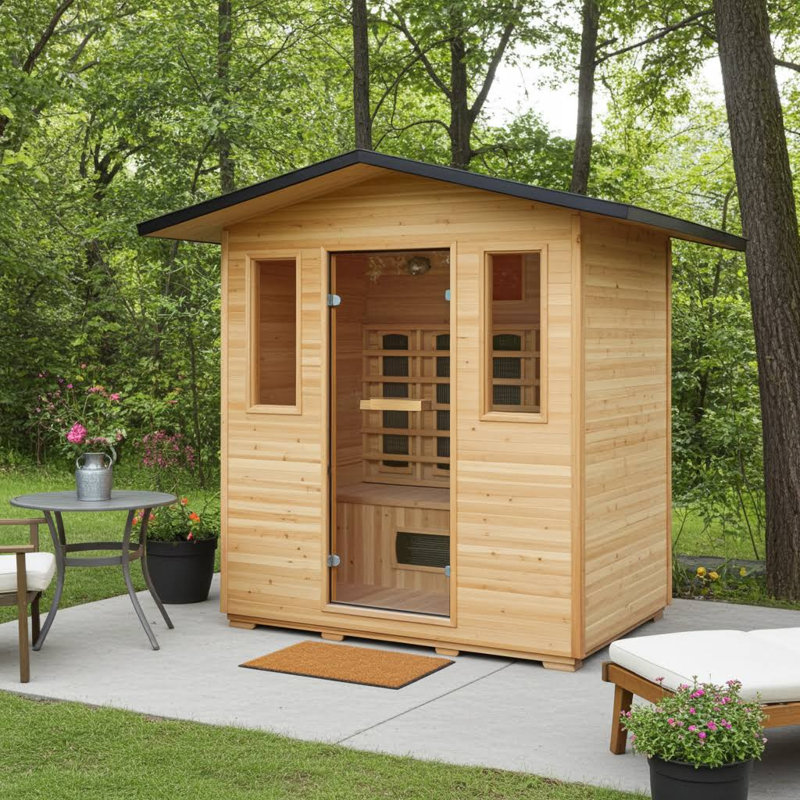 Cayenne 4-Person Outdoor Traditional Sauna with Metal Roof