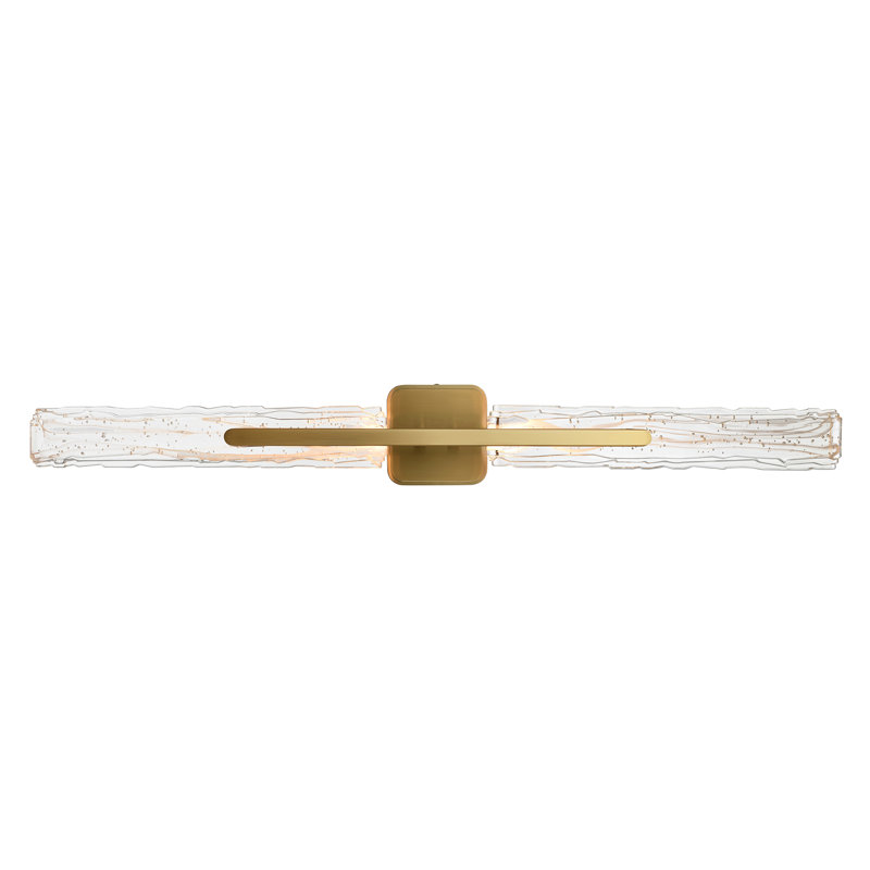 Éclairage pour meuble-lavabo à DEL intégré 36 po avec verre fabriqué à la main Curva, Laiton