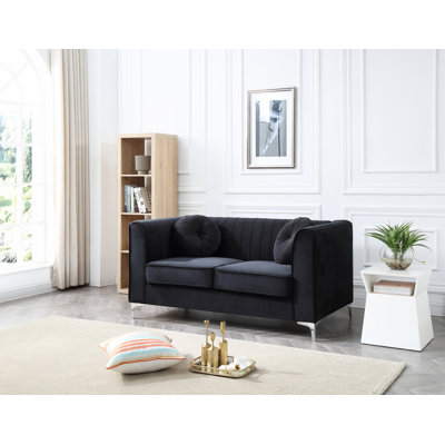 Causeuse chic à accoudoirs inclinés noir pour deux