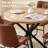 5-Piece Modern Round Dining Set, 39" Natural Wood Pattern Table with 4 Brown Faux Leather Chairs-372936845-372936844