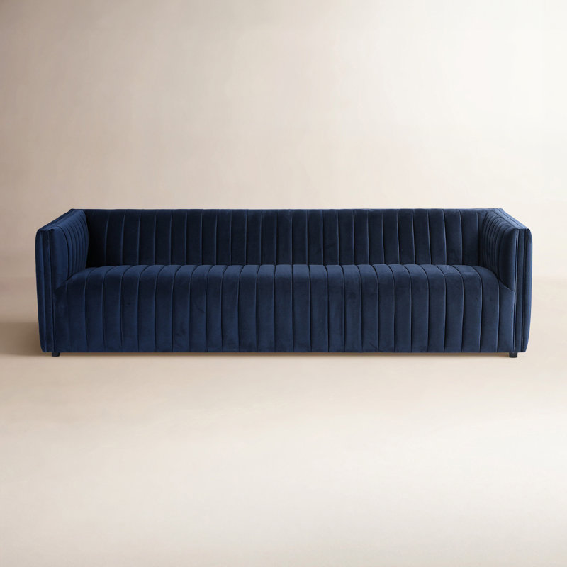 Brandt Tufted Velvet Sofa, Sapphire Navy, 26.5" H x 97" W x 35" D