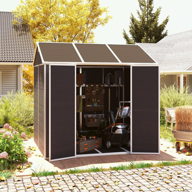 Outdoor Plastic Storage Shed with Two-Window and Double-Door
