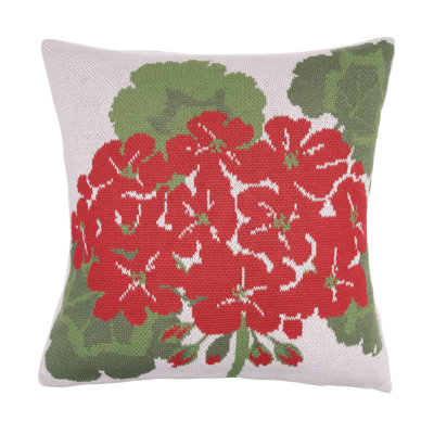 Red Geranium Indoor/Outdoor Knit Pillow