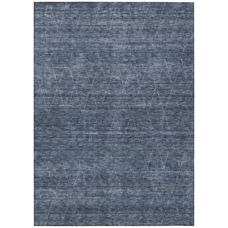 Machine Washable Indoor/Outdoor Chantille ACN1165 Navy