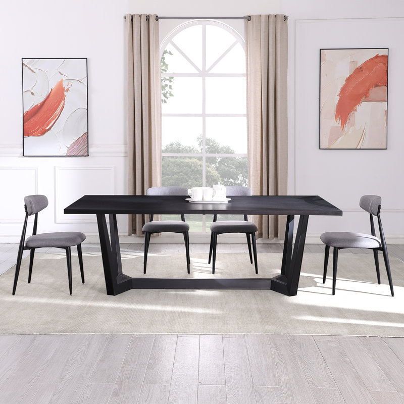Table de salle à manger Azzahra, L 35,43 po x L 70,86 po, Noir