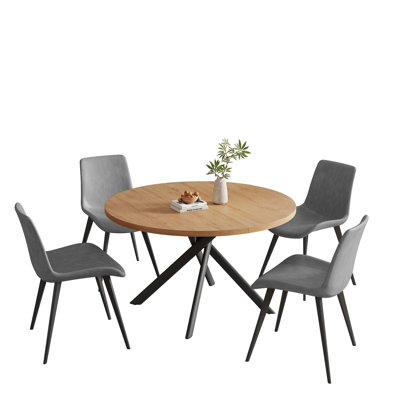 Rohun 45.3" W Round Modern Dining Set with 32.4" H Chairs