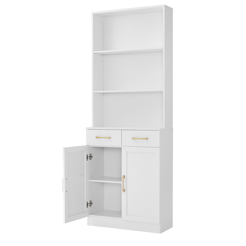 White MDF Bathroom Storage Cabinet with Adjustable Shelving