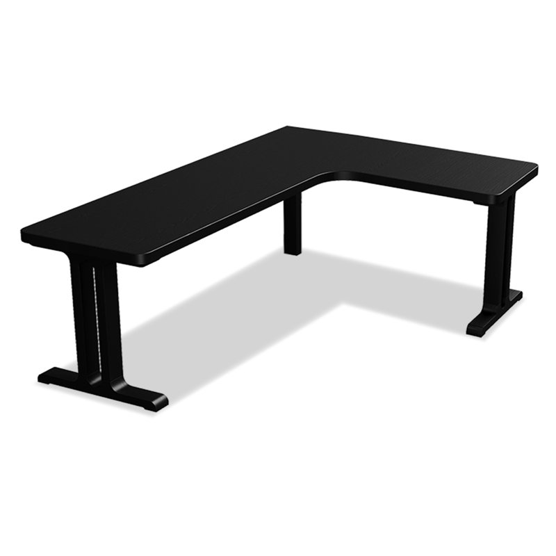 Black Solid Wood L-Shaped Desk, 29.53" H x 55.12" W x 47.24" D